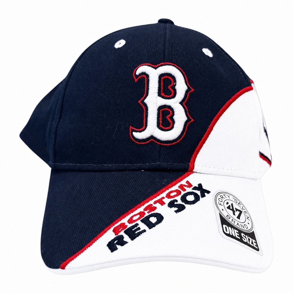 Boston Red Sox Avalanche 47 Brand Hat Men StrapBack Navy Blue WHITE MLB Cap NWT